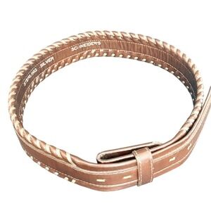 Schneider's Brown Leather Whipstitch Belt Sterling Silver Accents Size 32 Rodeo